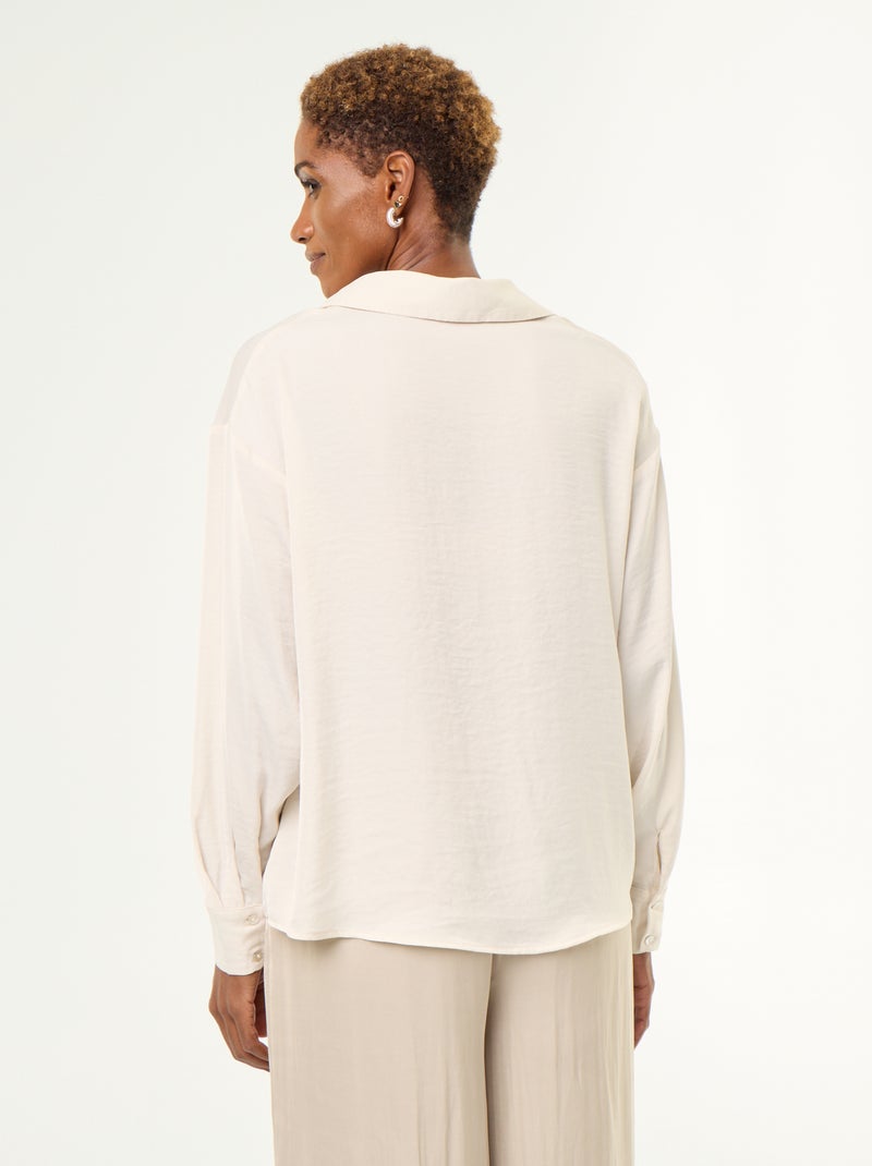 Chemisier uni satinée Beige - Kiabi