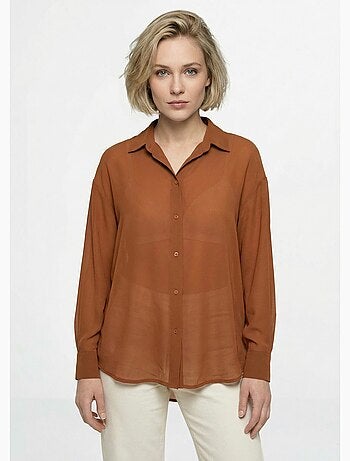 Chemisier vaporeux voile manches longues