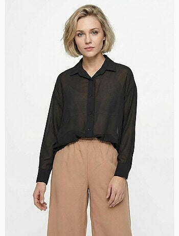 Chemisier vaporeux voile manches longues