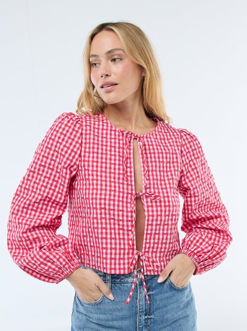 Chemisier vichy avec nœuds - Kiabi