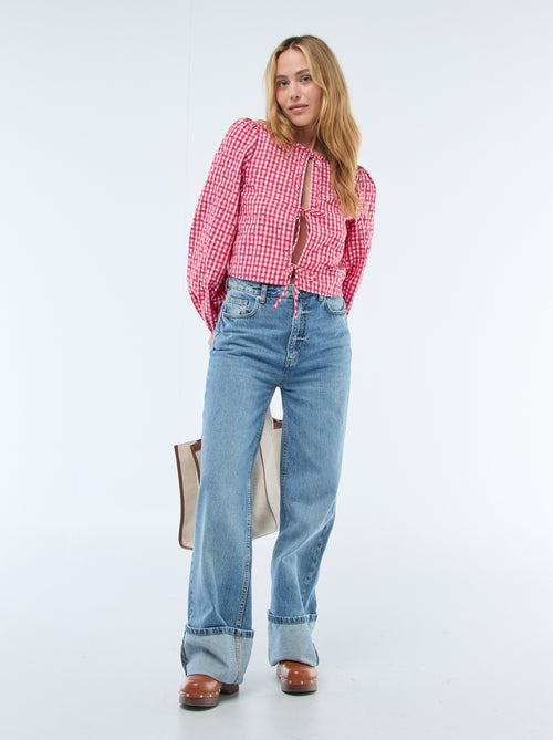 Chemisier vichy avec nœuds - Kiabi