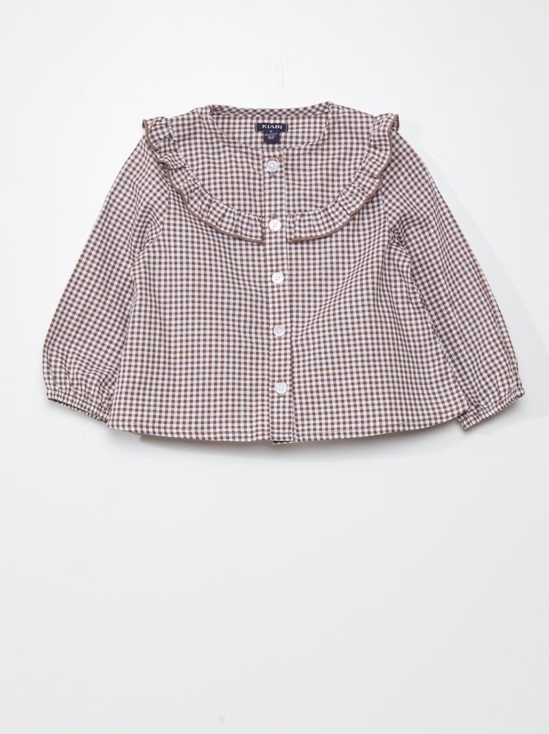 Chemisier vichy Marron - Kiabi