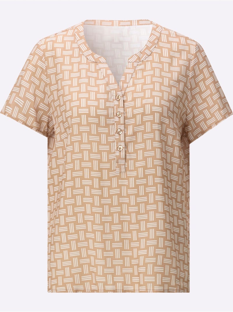 Chemisier Viscose (ecovero) - Taille Standard - Witt Blanc Marron - Kiabi