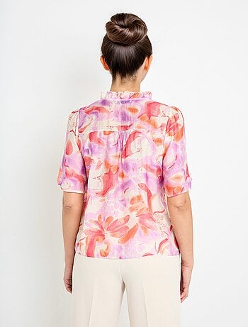 Chemisier voile en lin imprimé arty