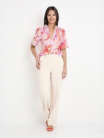 Chemisier voile en lin imprimé arty