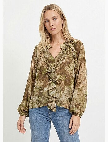 Chemisier volanté en voile avec col V - AFIBEL