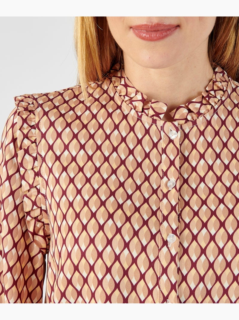 Chemisier volanté pure viscose - damart Marron - Kiabi
