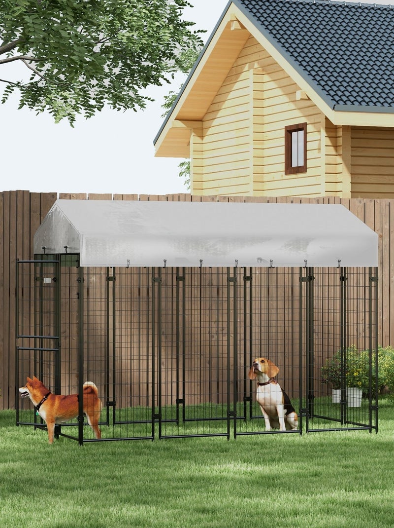 Chenil extérieur abrité pour chien acier noir PE gris Gris - Kiabi