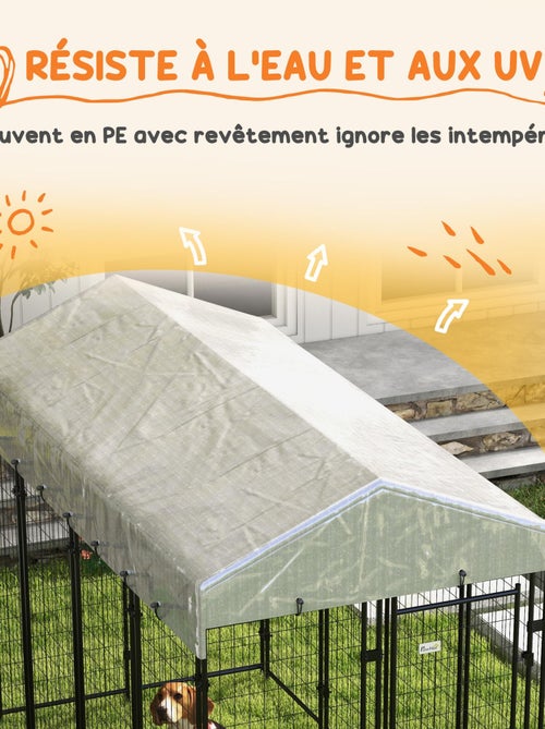 Chenil extérieur abrité pour chien acier noir PE gris - Kiabi Chenil extérieur abrité pour chien acier noir PE gris - Kiabi