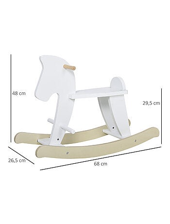 Cheval à bascule en bois avec poignées