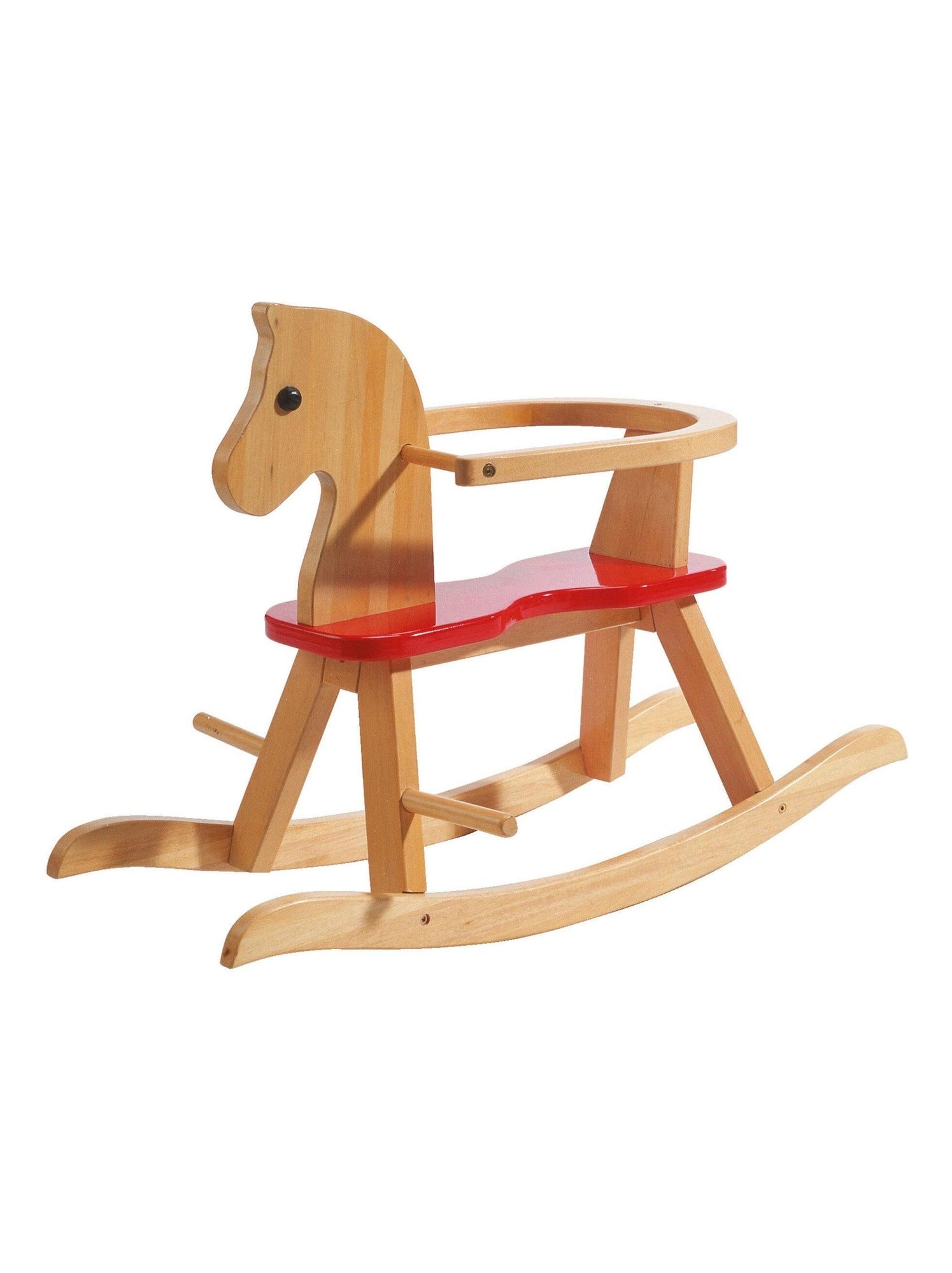 Cheval a bascule en bois massif avec anneau de protection pour bebe des 1 an Roba Marron Kiabi 74.90