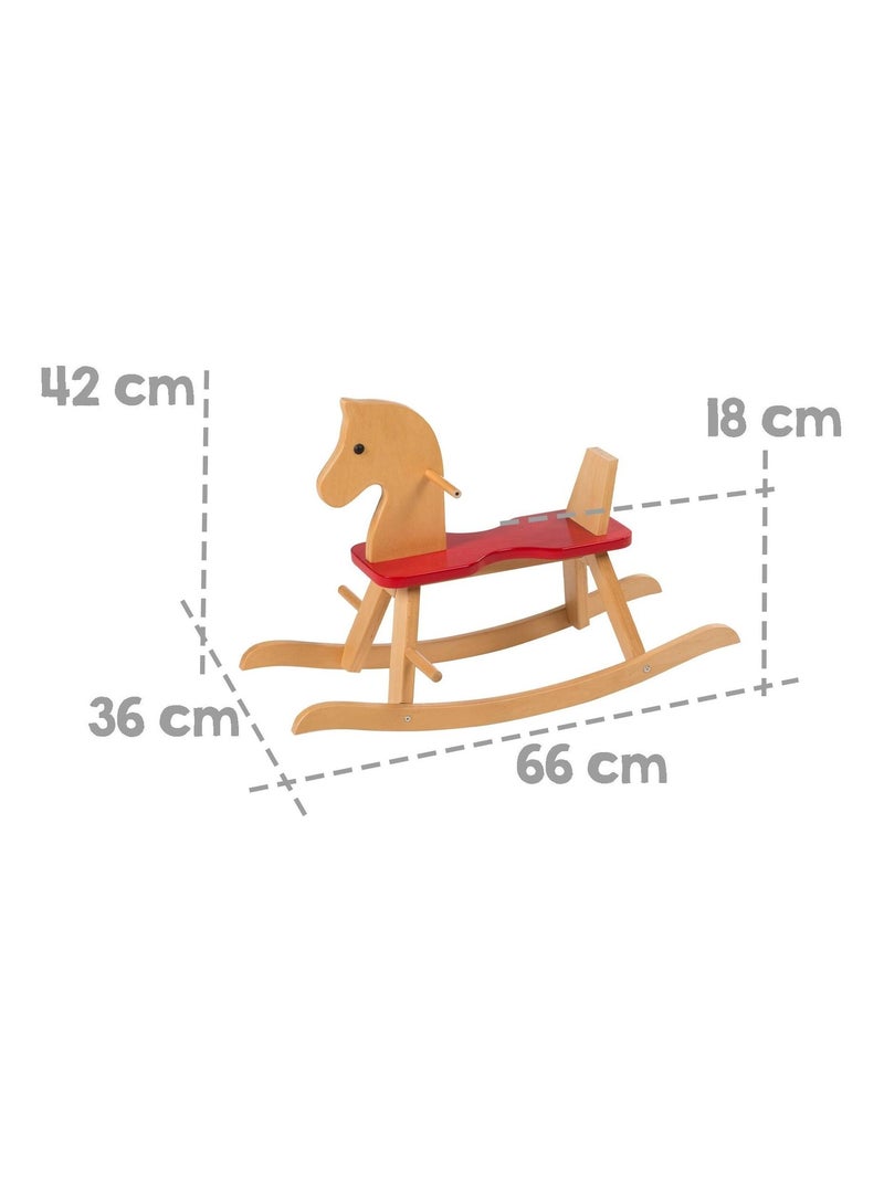 Cheval à bascule en bois massif avec anneau de protection pour bébé dès 1 an 'Roba' Marron - Kiabi