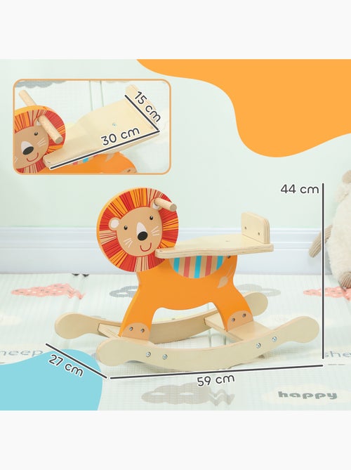 Cheval à bascule en bois modèle lion poignées dossier bois orange - Kiabi Cheval à bascule en bois modèle lion poignées dossier bois orange - Kiabi