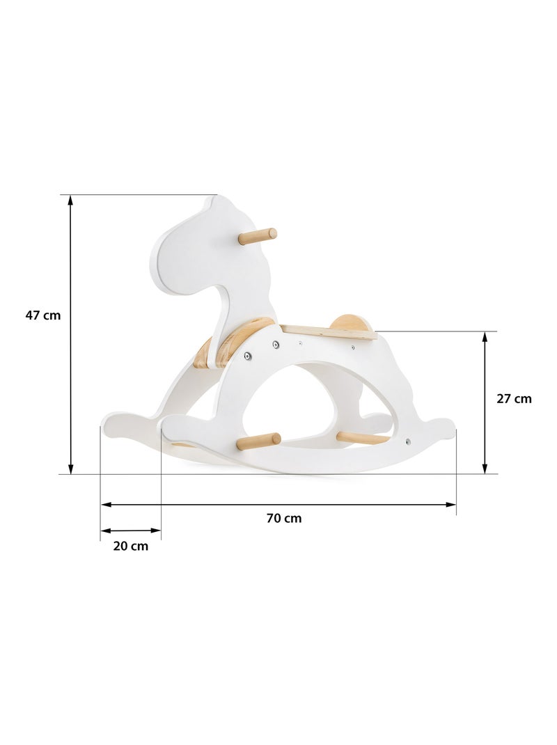 Cheval à bascule en bois porteur dès 12 mois mamabrum Blanc - Kiabi