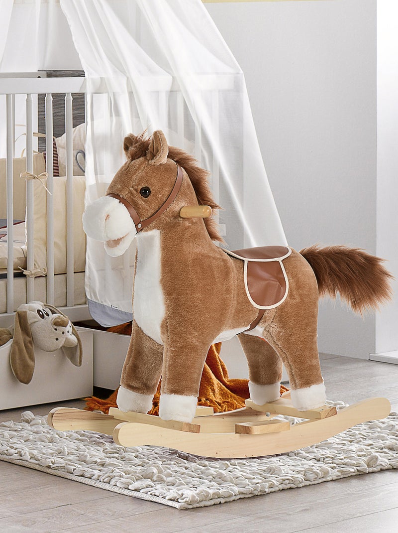 Cheval à bascule enfant bois de peuplier Noir Marron - Kiabi