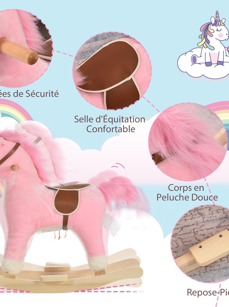 Cheval à bascule enfant bois de peuplier Rose - Kiabi