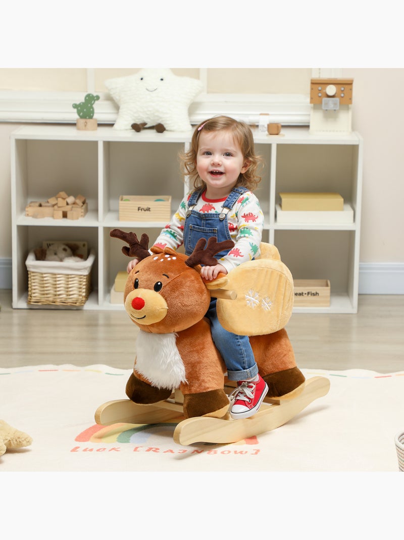 Cheval à bascule enfant renne siège ceinture réglable effets sonores Marron - Kiabi