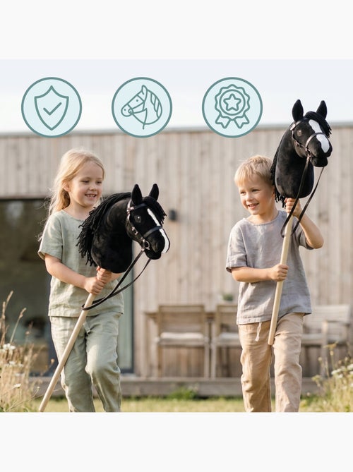 Cheval à bâton hobby horse en bois et peluche mamabrum dès 3 ans 68 cm - Kiabi
