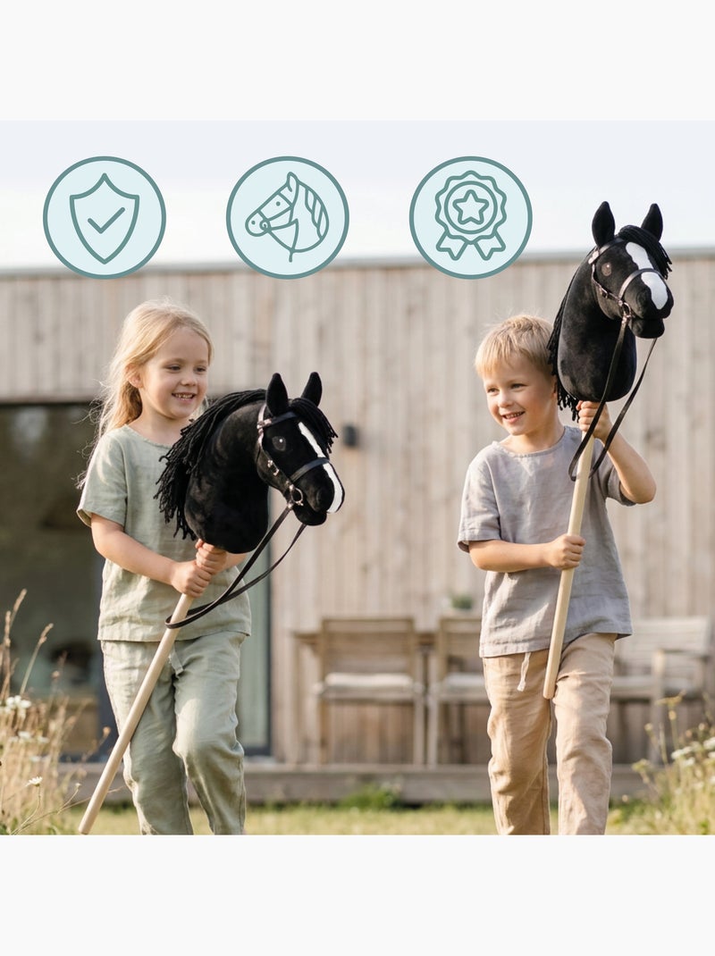 Cheval à bâton hobby horse en bois et peluche mamabrum dès 3 ans 68 cm N/A - Kiabi