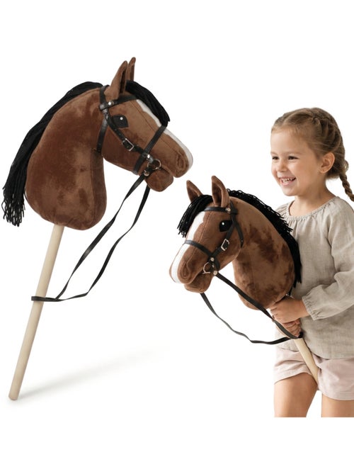 Cheval à bâton hobby horse en bois et peluche mamabrum dès 3 ans 68 cm - Kiabi