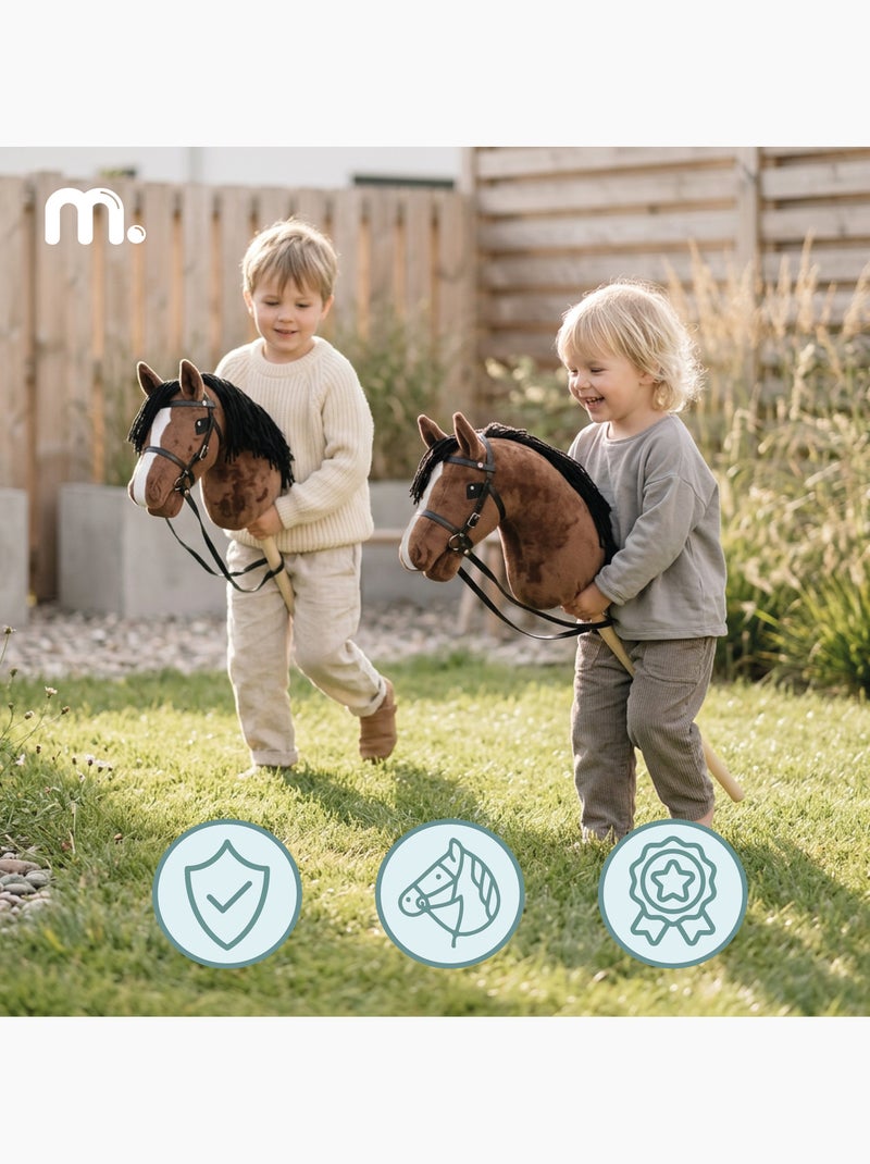 Cheval à bâton hobby horse en bois et peluche mamabrum dès 3 ans 68 cm N/A - Kiabi