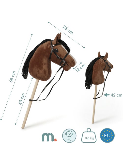 Cheval à bâton hobby horse en bois et peluche mamabrum dès 3 ans 68 cm - Kiabi
