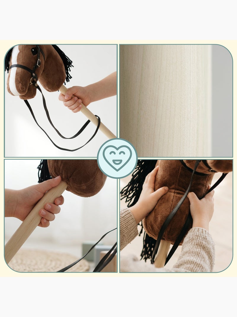 Cheval à bâton hobby horse en bois et peluche mamabrum dès 3 ans 68 cm N/A - Kiabi