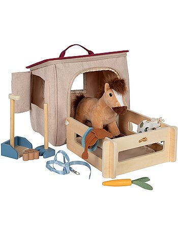 Cheval avec écurie et accessoires