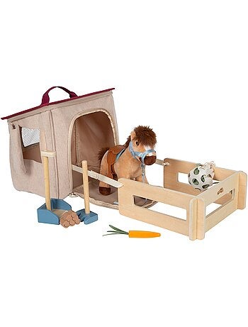 Cheval avec écurie et accessoires