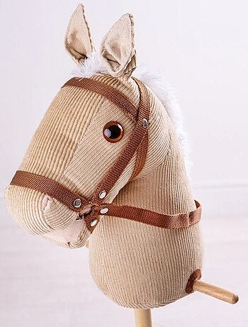 Cheval bâton en bois et velours côtelé