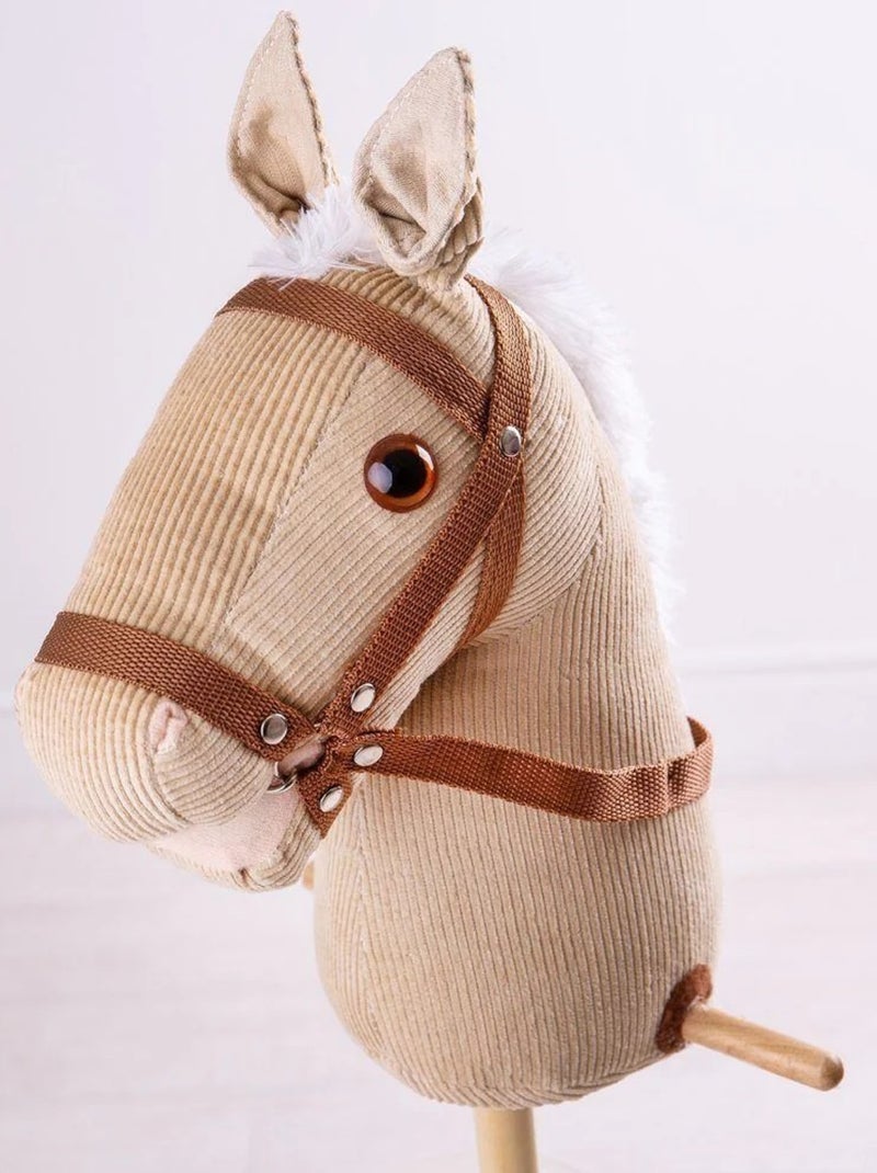 Cheval bâton en bois et velours côtelé Marron - Kiabi