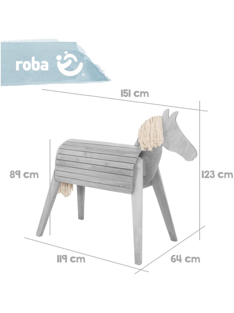 Cheval de jardin pour enfant en bois massif résistant 'Outdoor+' ROBA Gris - Kiabi