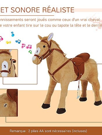 Cheval debout en peluche effets sonores