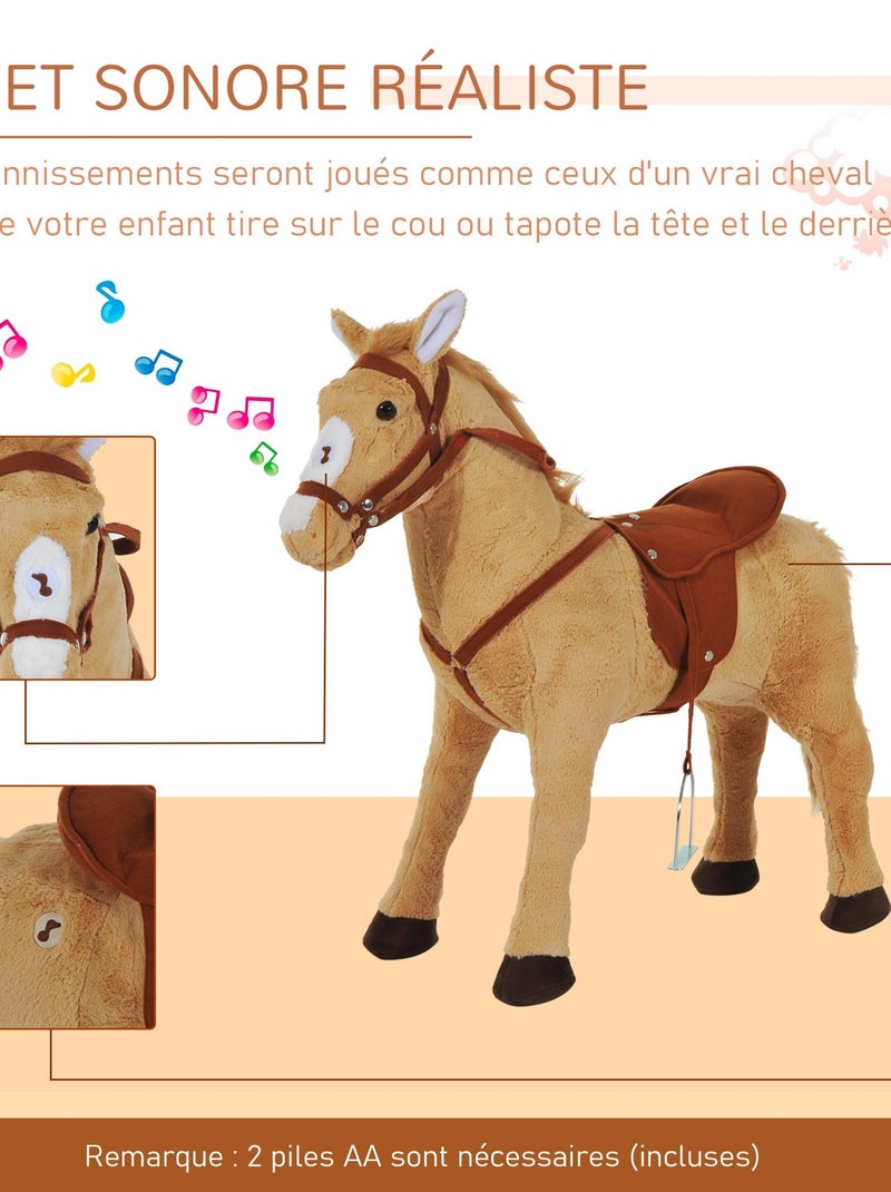 Cheval debout en peluche effets sonores Beige - Kiabi