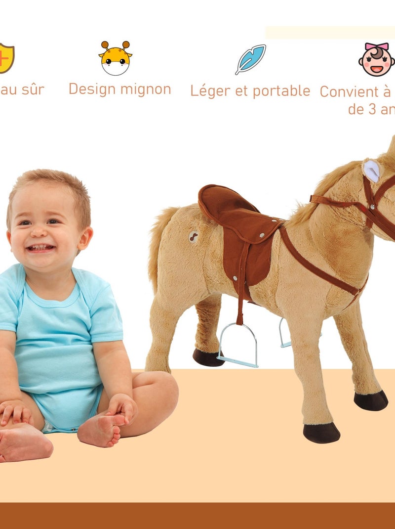 Cheval debout en peluche effets sonores Beige - Kiabi