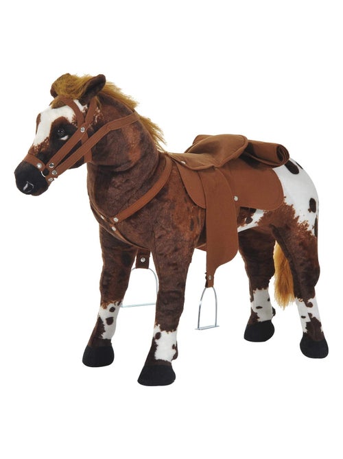 Cheval debout en peluche effets sonores marron blanc - Kiabi