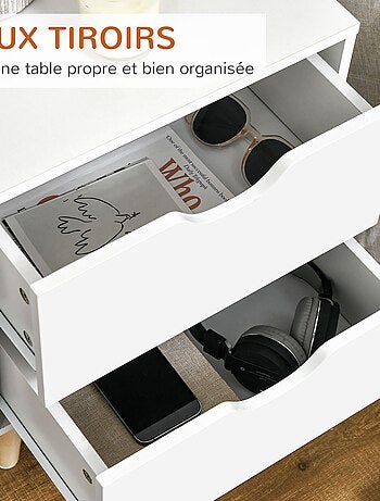 Chevet design scandinave 2 tiroirs bois pin blanc