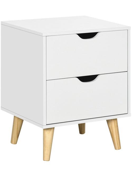 Chevet design scandinave 2 tiroirs bois pin blanc - Kiabi