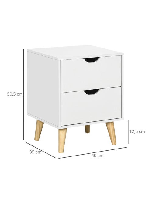 Chevet design scandinave 2 tiroirs bois pin blanc - Kiabi