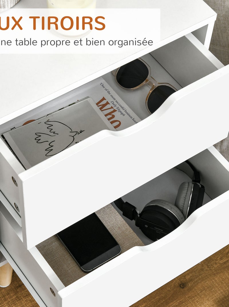 Chevet design scandinave 2 tiroirs bois pin blanc Blanc Blanc - Kiabi