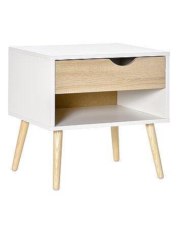 Chevet design scandinave avec niche blanc aspect chêne clair