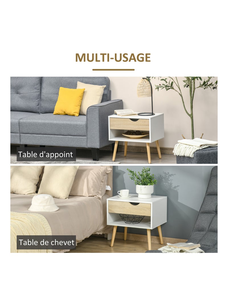 Chevet design scandinave avec niche blanc aspect chêne clair Blanc Blanc - Kiabi