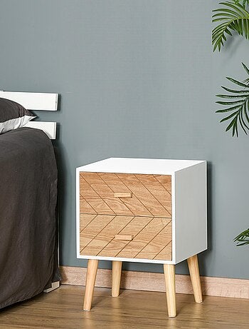 Chiffonnier design scandinave bicolore blanc hêtre