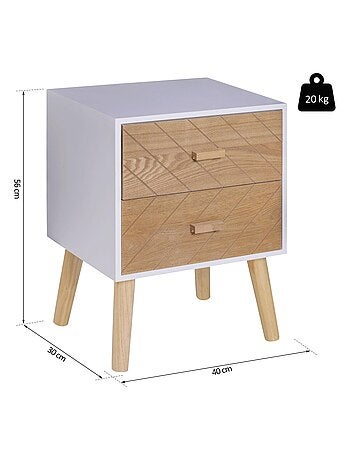 Chiffonnier design scandinave bicolore blanc hêtre