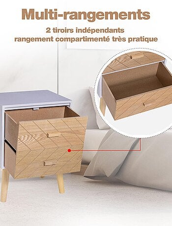 Chiffonnier design scandinave bicolore blanc hêtre