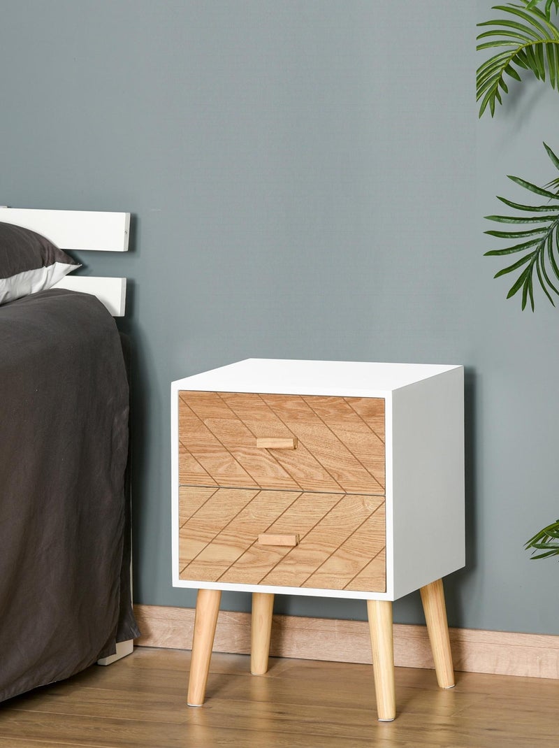 Chevet design scandinave bicolore blanc hêtre Blanc Blanc - Kiabi