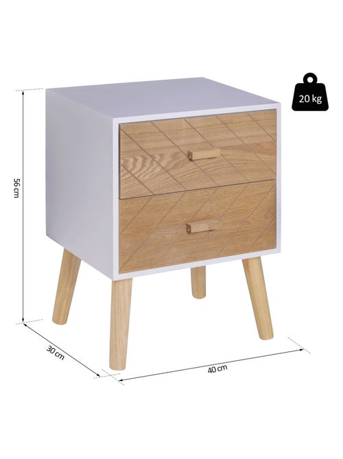 Chevet design scandinave bicolore blanc hêtre - Kiabi