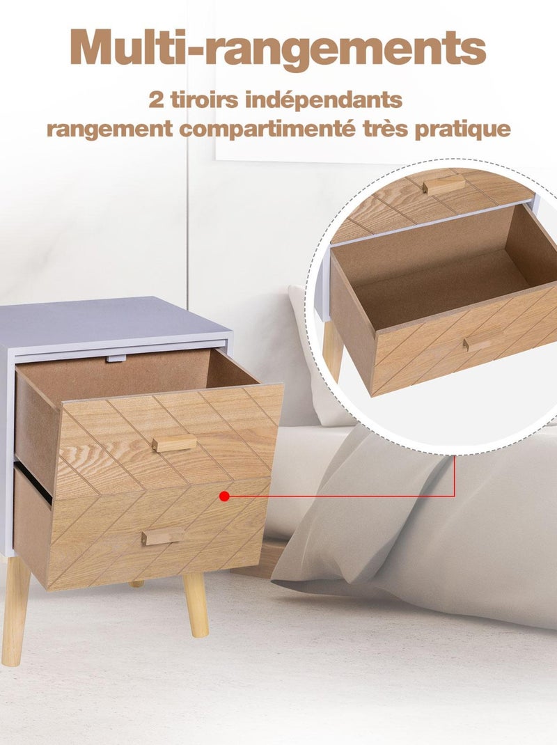 Chevet design scandinave bicolore blanc hêtre Blanc Blanc - Kiabi