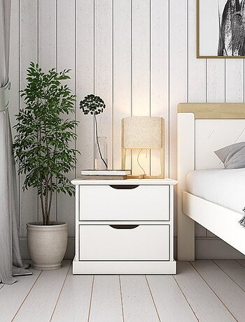 Chevet deux tiroirs effet bois LEOPOLD