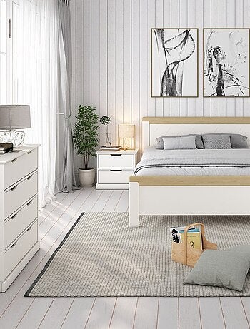 Chevet deux tiroirs effet bois LEOPOLD